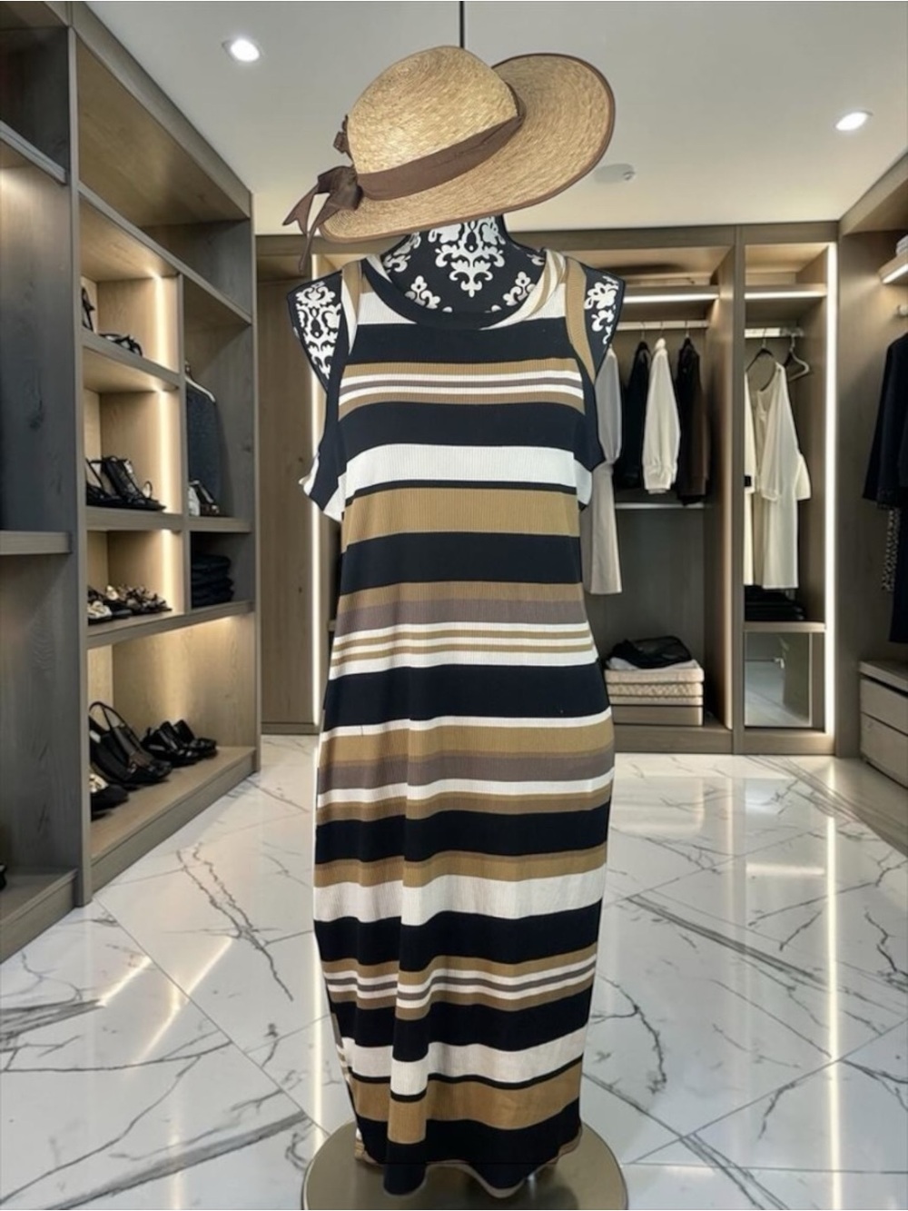 No boundaries Plus, XXX Large Size 21 Striped Sheath Dress Razorback Midi Boho‌